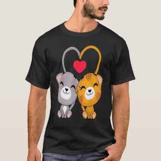 Cat Heart Valentines Day Cute Kitten Kitty Love V- T-Shirt