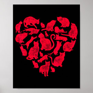 Cat Heart Valentines Day Girls Women Kitty Kitten Poster