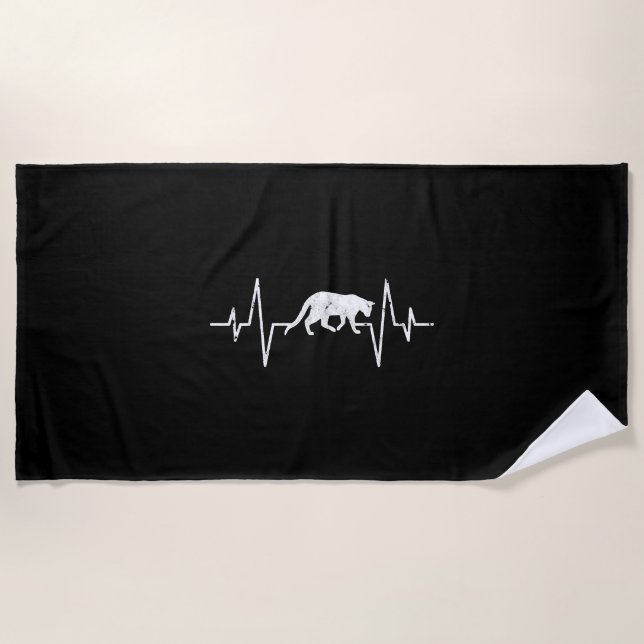 cat heartbeat beach towel (Front)