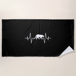 cat heartbeat beach towel