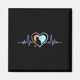 Cat Heartbeat Cat Lover Animal Silhouette Cute Cat Magnet