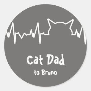 Cat Heartbeat for Cat Dads and Moms Classic Round Sticker