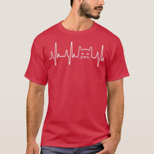 Cat Heartbeat Love Cat Women Girls Cute Funny Cat  T-Shirt