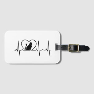 Cat Heartbeat with Heart Luggage Tag
