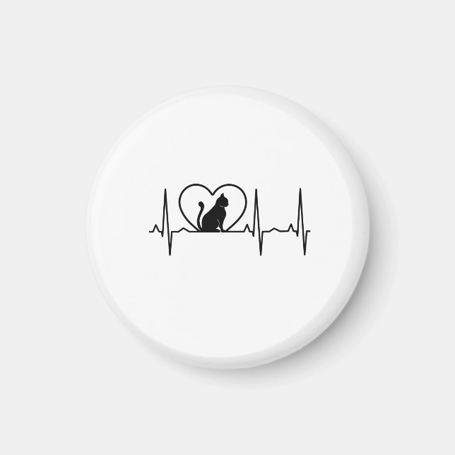 Cat Heartbeat with Heart  Magnet (Front)