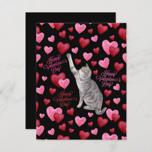 Cat Hearts Valentine’s Day Card in Black