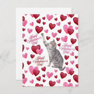 Cat Hearts Valentine’s Day Card in White
