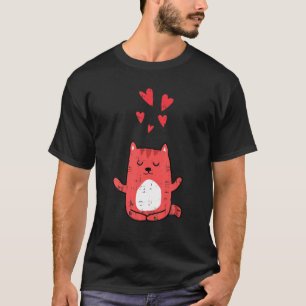 Cat Hearts Yoga Meditating Cute Kitty Pet Hallowee T-Shirt