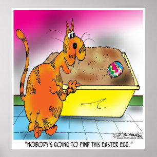 Cat Hides Easter Egg Poster