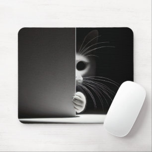 Cat Hiding In Shadows Mouse Pad