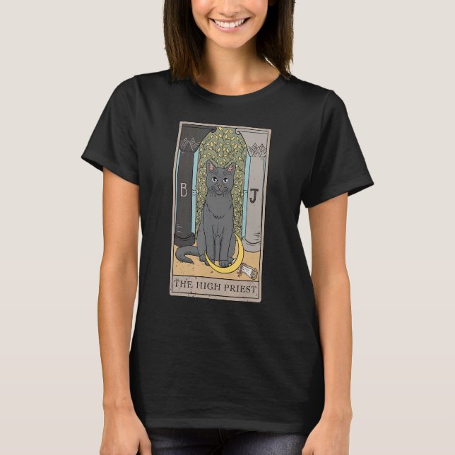 Cat High Priest Tarot Card for a Tarot Card Reader T-Shirt (Front)