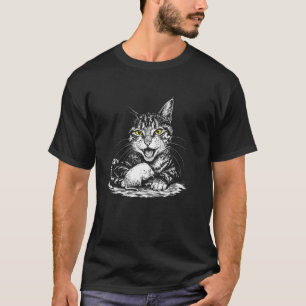 Cat Hissing at Mouse, Angry Cool Trendy Antisocial T-Shirt