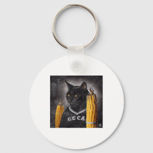 Cat Hockey Corn On The Cob Key Ring