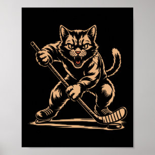 Cat Hockey Player Ice Sport Team  Poster