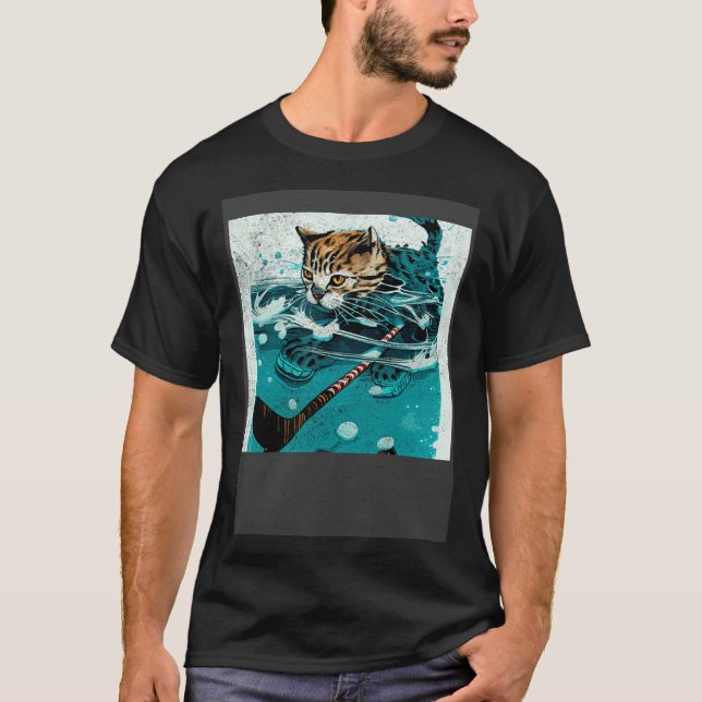 Cat Hockey Underwater T-Shirt (Front)