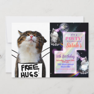 Cat Holding Free Hugs Sign Invitation