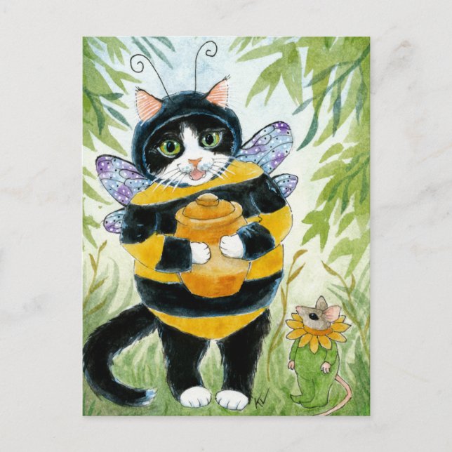 Cat Honey Bee costume postcard (Front)
