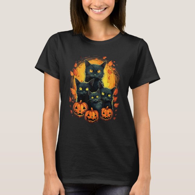 Cat Horror Cute Halloween for Cat Kitty T-Shirt (Front)
