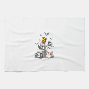 Cat Horror Movies Lazy Halloween Costume for Felin Tea Towel