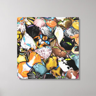 Cat House - Colourful Cuddling Cats Hugs - Paintin Canvas Print