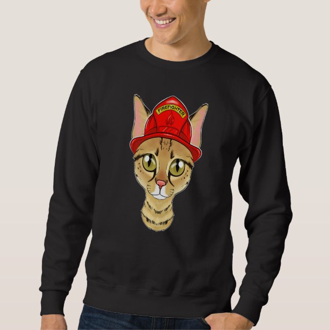 Cat I Fireman Cat I Firefighter Savannah Cat Sweatshirt (Front)