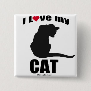 CAT - "I LOVE MY CAT" 15 CM SQUARE BADGE