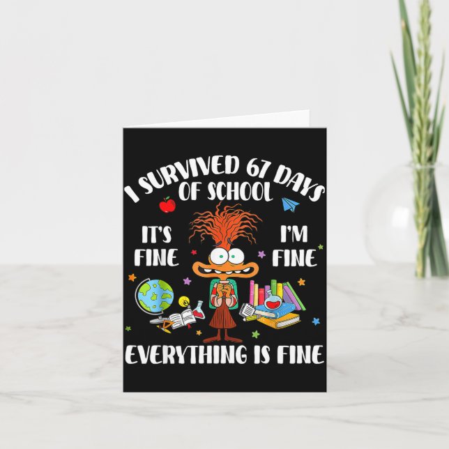 Cat I Survived 67 Days Of School Teachers Students Card (Front)