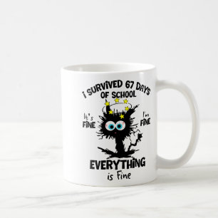 Cat I Survived 67 Days Of School Teachers Students Coffee Mug