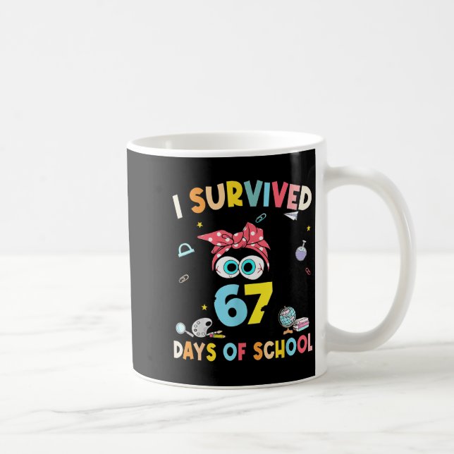 Cat I Survived 67 Days Of School Teachers Students Coffee Mug (Right)