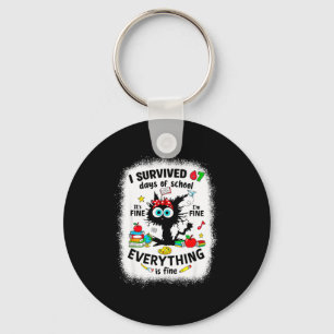 Cat I Survived 67 Days Of School Teachers Students Key Ring
