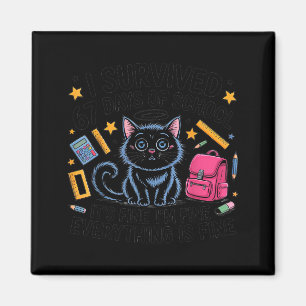 Cat I Survived 67 Days Of School Teachers Students Magnet