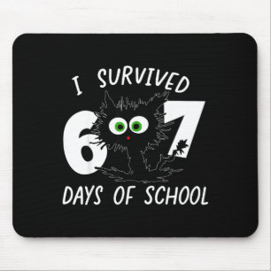 Cat I Survived 67 Days Of School Teachers Students Mouse Pad