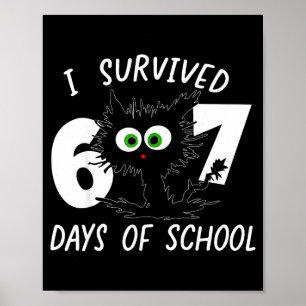 Cat I Survived 67 Days Of School Teachers Students Poster