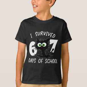 Cat I Survived 67 Days Of School Teachers Students T-Shirt