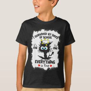 Cat I Survived 67 Days Of School Teachers Students T-Shirt