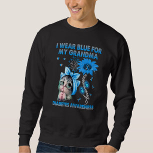 Cat I Wear Blue For My Grandma Diabetes Awareness Sweatshirt