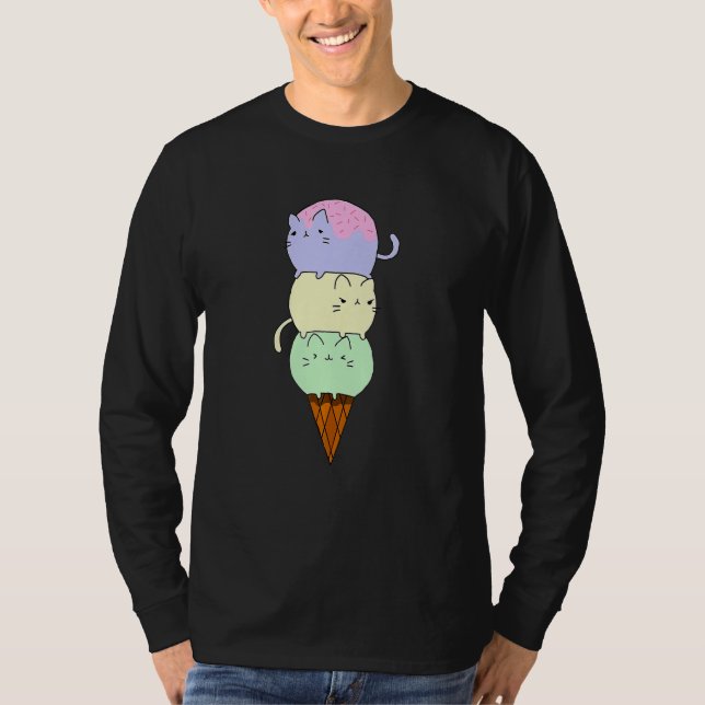 Cat Ice Cream Kitty Cat Dessert Scoops I Did It Ag T-Shirt (Front)