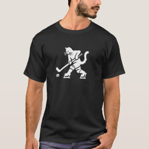Cat Ice Hockey Player Silhouette Minimal Hockey Pl T-Shirt