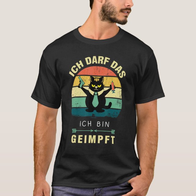 Cat Ich Bin Geimpft Pro Vaccination Holiday Retro T-Shirt (Front)