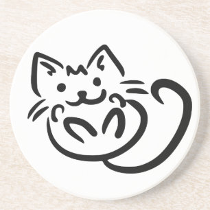 Cat Illustration custom colour coaster
