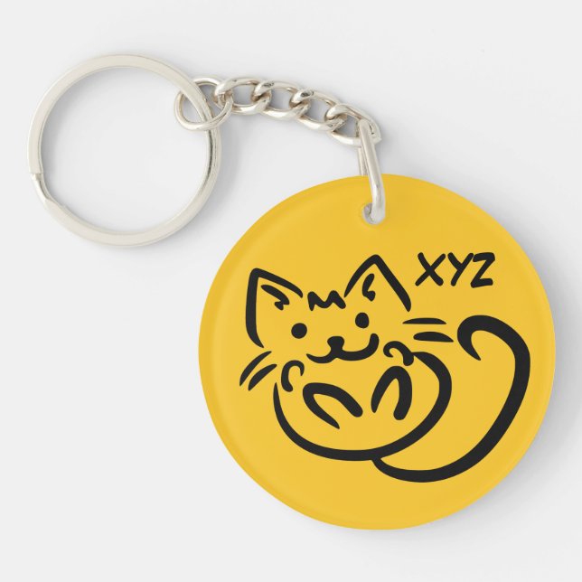 Cat Illustration custom key chain (Front)