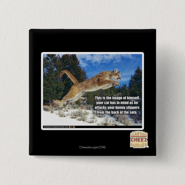 Cat image 15 cm square badge (Front)