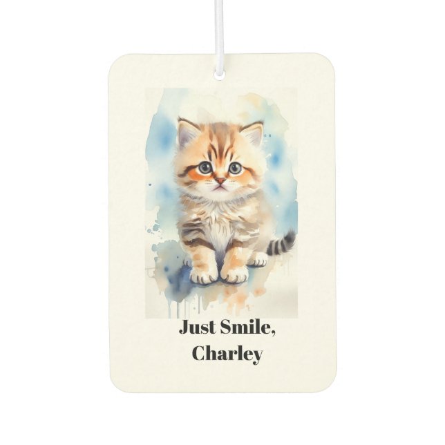 Cat Image Humour Text Name Car Air Freshener (Front)