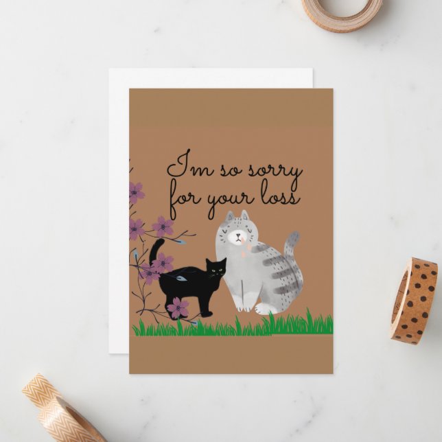 cat image, pet loss, Sorry for your loss Card (Front/Back In Situ)