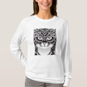 Cat in a Black & White Mardi Gras Mask long sleeve T-Shirt