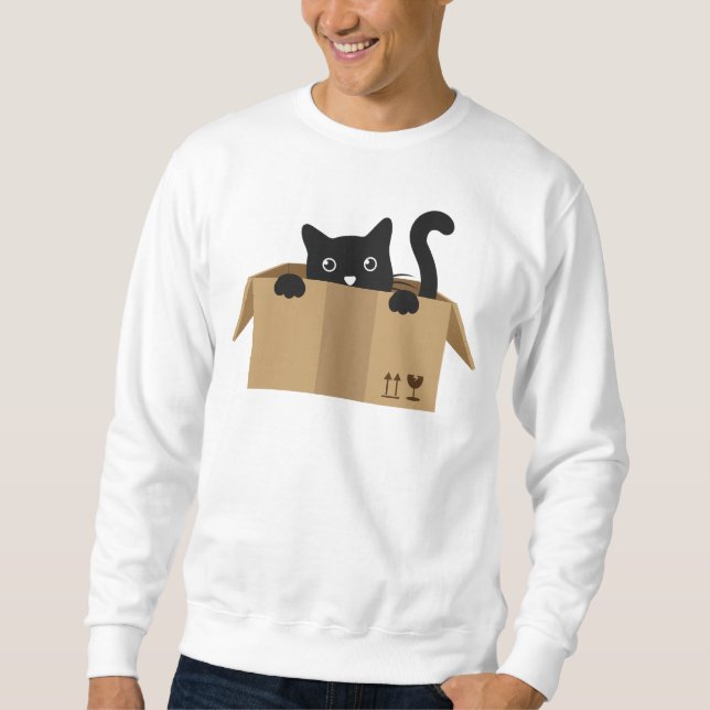 Cat in a box Cute Animal design Sweatshirt (Front)