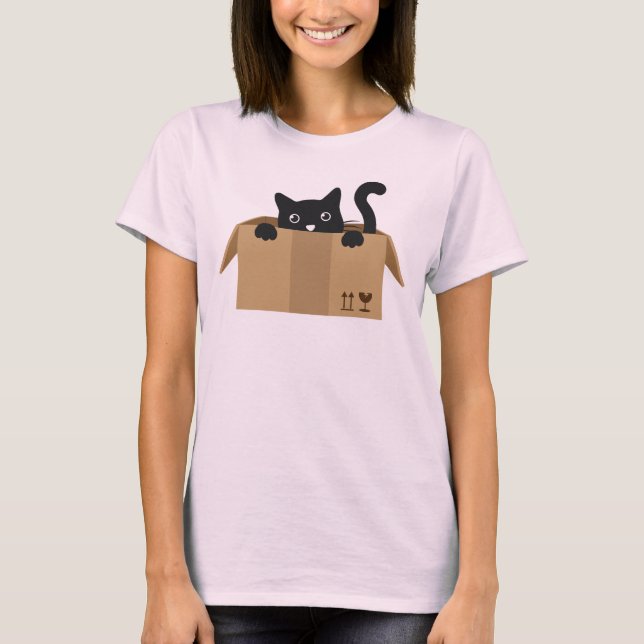 Cat in a box Cute Animal design T-Shirt (Front)