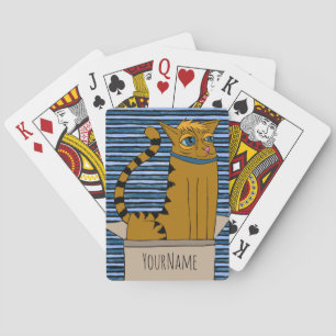 Cat in a Cardboard Box Cartoon Drawing Playing Cards