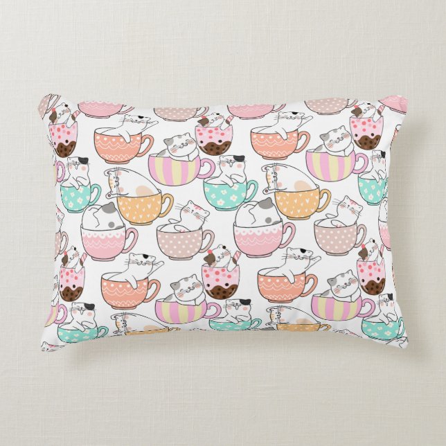 Cat in a cup pattern design 01 w decorative cushion (Front)