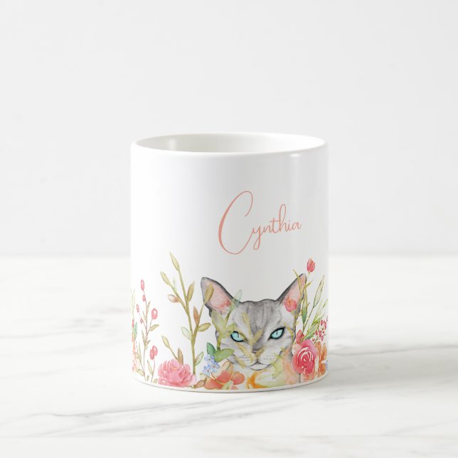 Cat in a Garden Customised Coffee Mug (Center)